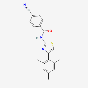 4-cyano-N-[4-(2,4,6-trimethylphenyl)-1,3-thiazol-2-yl]benzamide