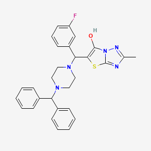 molecular formula C29H28FN5OS B2791913 5-((4-Benzhydrylpiperazin-1-yl)(3-fluorophenyl)methyl)-2-methylthiazolo[3,2-b][1,2,4]triazol-6-ol CAS No. 851810-51-0
