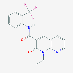 molecular formula C18H14F3N3O2 B2791915 1-ethyl-2-oxo-N-(2-(trifluoromethyl)phenyl)-1,2-dihydro-1,8-naphthyridine-3-carboxamide CAS No. 941885-46-7