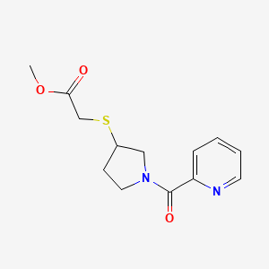 molecular formula C13H16N2O3S B2791918 Methyl 2-((1-picolinoylpyrrolidin-3-yl)thio)acetate CAS No. 1798488-26-2