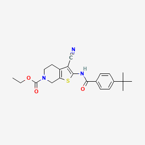 molecular formula C22H25N3O3S B2791919 ethyl 2-(4-(tert-butyl)benzamido)-3-cyano-4,5-dihydrothieno[2,3-c]pyridine-6(7H)-carboxylate CAS No. 920428-13-3