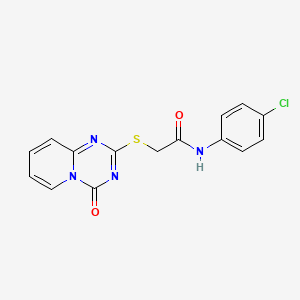 molecular formula C15H11ClN4O2S B2791921 N-(4-chlorophenyl)-2-(4-oxopyrido[1,2-a][1,3,5]triazin-2-yl)sulfanylacetamide CAS No. 896333-24-7