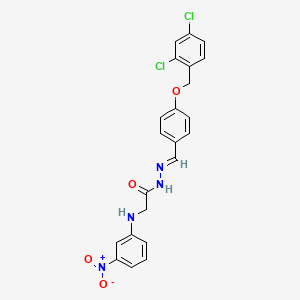molecular formula C22H18Cl2N4O4 B2791930 N'-({4-[(2,4-dichlorobenzyl)oxy]phenyl}methylene)-2-(3-nitroanilino)acetohydrazide CAS No. 301194-60-5