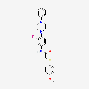 N-[3-fluoro-4-(4-phenylpiperazino)phenyl]-2-[(4-methoxyphenyl)sulfanyl]acetamide