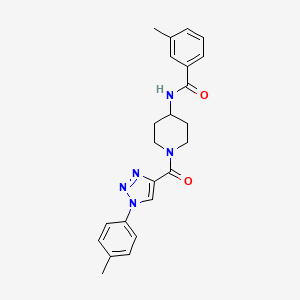molecular formula C23H25N5O2 B2791933 3-methyl-N-(1-(1-(p-tolyl)-1H-1,2,3-triazole-4-carbonyl)piperidin-4-yl)benzamide CAS No. 1251695-90-5