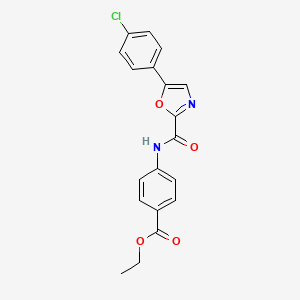 molecular formula C19H15ClN2O4 B2791936 Ethyl 4-(5-(4-chlorophenyl)oxazole-2-carboxamido)benzoate CAS No. 955734-44-8