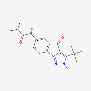 molecular formula C19H23N3O2 B2791943 N-{3-tert-butyl-2-methyl-4-oxo-2H,4H-indeno[1,2-c]pyrazol-6-yl}-2-methylpropanamide CAS No. 634154-97-5