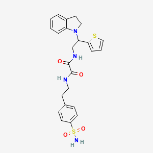 molecular formula C24H26N4O4S2 B2791946 N1-(2-(indolin-1-yl)-2-(thiophen-2-yl)ethyl)-N2-(4-sulfamoylphenethyl)oxalamide CAS No. 898452-48-7