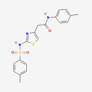 molecular formula C19H19N3O3S2 B2791959 2-(2-(4-methylphenylsulfonamido)thiazol-4-yl)-N-(p-tolyl)acetamide CAS No. 922022-49-9