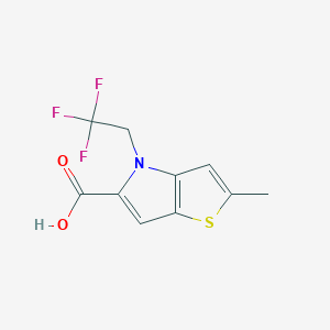 molecular formula C10H8F3NO2S B2791961 2-methyl-4-(2,2,2-trifluoroethyl)-4H-thieno[3,2-b]pyrrole-5-carboxylic acid CAS No. 1955522-75-4