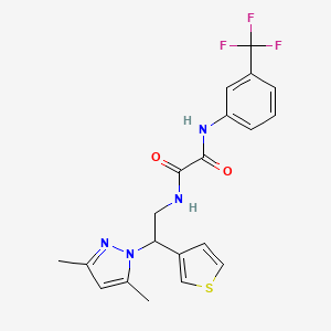 molecular formula C20H19F3N4O2S B2791966 N1-(2-(3,5-dimethyl-1H-pyrazol-1-yl)-2-(thiophen-3-yl)ethyl)-N2-(3-(trifluoromethyl)phenyl)oxalamide CAS No. 2034252-81-6