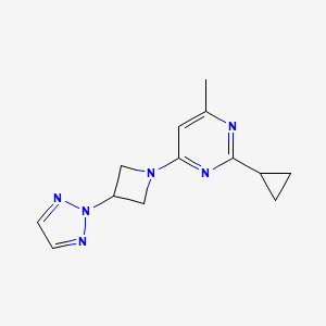 molecular formula C13H16N6 B2791970 2-cyclopropyl-4-methyl-6-[3-(2H-1,2,3-triazol-2-yl)azetidin-1-yl]pyrimidine CAS No. 2415633-62-2
