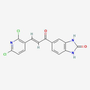 molecular formula C15H9Cl2N3O2 B2791988 5-[(E)-3-(2,6-Dichloropyridin-3-yl)prop-2-enoyl]-1,3-dihydrobenzimidazol-2-one CAS No. 2411324-64-4