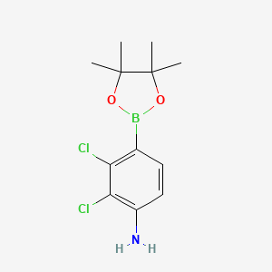 molecular formula C12H16BCl2NO2 B2791997 2,3-Dichloro-4-(tetramethyl-1,3,2-dioxaborolan-2-yl)aniline CAS No. 2377608-68-7