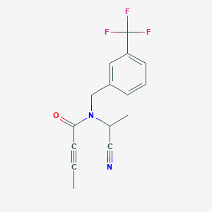 molecular formula C15H13F3N2O B2792000 N-(1-Cyanoethyl)-N-[[3-(trifluoromethyl)phenyl]methyl]but-2-ynamide CAS No. 2411312-13-3