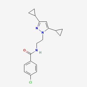 molecular formula C18H20ClN3O B2792002 4-chloro-N-(2-(3,5-dicyclopropyl-1H-pyrazol-1-yl)ethyl)benzamide CAS No. 2310104-48-2