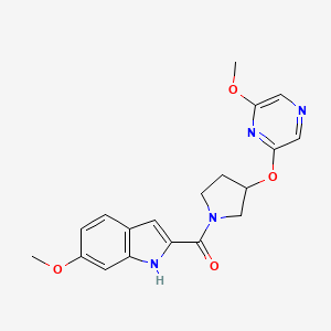 molecular formula C19H20N4O4 B2792005 (6-methoxy-1H-indol-2-yl)(3-((6-methoxypyrazin-2-yl)oxy)pyrrolidin-1-yl)methanone CAS No. 2034317-18-3