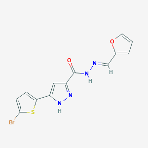 molecular formula C13H9BrN4O2S B2792010 (E)-3-(5-bromothiophen-2-yl)-N'-(furan-2-ylmethylene)-1H-pyrazole-5-carbohydrazide CAS No. 1285571-49-4