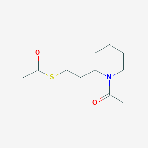 molecular formula C11H19NO2S B2792012 1-{[2-(1-Acetylpiperidin-2-yl)ethyl]sulfanyl}ethan-1-one CAS No. 1820608-89-6