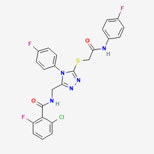 molecular formula C24H17ClF3N5O2S B2792016 2-chloro-6-fluoro-N-((4-(4-fluorophenyl)-5-((2-((4-fluorophenyl)amino)-2-oxoethyl)thio)-4H-1,2,4-triazol-3-yl)methyl)benzamide CAS No. 393872-11-2