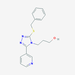 molecular formula C17H18N4OS B279202 3-[3-(benzylsulfanyl)-5-(3-pyridinyl)-4H-1,2,4-triazol-4-yl]-1-propanol 