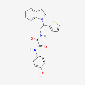 molecular formula C23H23N3O3S B2792021 N1-(2-(indolin-1-yl)-2-(thiophen-2-yl)ethyl)-N2-(4-methoxyphenyl)oxalamide CAS No. 898452-34-1