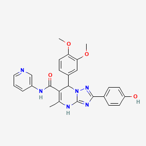 molecular formula C26H24N6O4 B2792026 7-(3,4-dimethoxyphenyl)-2-(4-hydroxyphenyl)-5-methyl-N-(pyridin-3-yl)-4,7-dihydro-[1,2,4]triazolo[1,5-a]pyrimidine-6-carboxamide CAS No. 539800-82-3