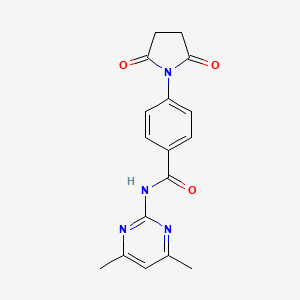 molecular formula C17H16N4O3 B2792028 N-(4,6-dimethylpyrimidin-2-yl)-4-(2,5-dioxopyrrolidin-1-yl)benzamide CAS No. 946340-58-5