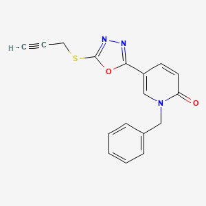 molecular formula C17H13N3O2S B2792037 1-benzyl-5-[5-(2-propynylsulfanyl)-1,3,4-oxadiazol-2-yl]-2(1H)-pyridinone CAS No. 477852-91-8
