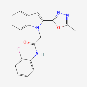 molecular formula C19H15FN4O2 B2792039 N-(2-fluorophenyl)-2-(2-(5-methyl-1,3,4-oxadiazol-2-yl)-1H-indol-1-yl)acetamide CAS No. 923114-17-4