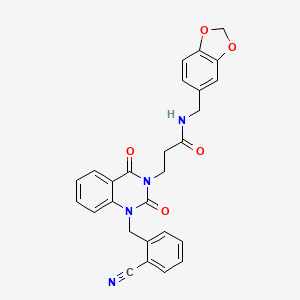 molecular formula C27H22N4O5 B2792041 N-(1,3-benzodioxol-5-ylmethyl)-3-[1-(2-cyanobenzyl)-2,4-dioxo-1,4-dihydroquinazolin-3(2H)-yl]propanamide CAS No. 899902-19-3