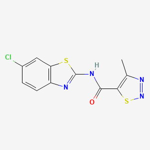molecular formula C11H7ClN4OS2 B2792044 N-(6-chloro-1,3-benzothiazol-2-yl)-4-methyl-1,2,3-thiadiazole-5-carboxamide CAS No. 881444-71-9