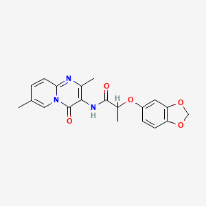 molecular formula C20H19N3O5 B2792047 2-(benzo[d][1,3]dioxol-5-yloxy)-N-(2,7-dimethyl-4-oxo-4H-pyrido[1,2-a]pyrimidin-3-yl)propanamide CAS No. 1060226-10-9
