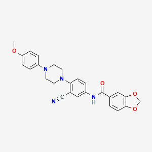 molecular formula C26H24N4O4 B2792059 N-[3-cyano-4-[4-(4-methoxyphenyl)piperazin-1-yl]phenyl]-1,3-benzodioxole-5-carboxamide CAS No. 403829-29-8