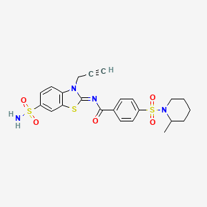 4-(2-methylpiperidin-1-yl)sulfonyl-N-(3-prop-2-ynyl-6-sulfamoyl-1,3-benzothiazol-2-ylidene)benzamide
