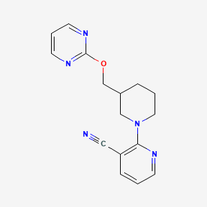 molecular formula C16H17N5O B2792064 2-[3-(Pyrimidin-2-yloxymethyl)piperidin-1-yl]pyridine-3-carbonitrile CAS No. 2380043-09-2