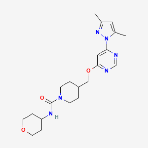 molecular formula C21H30N6O3 B2792067 4-[[6-(3,5-Dimethylpyrazol-1-yl)pyrimidin-4-yl]oxymethyl]-N-(oxan-4-yl)piperidine-1-carboxamide CAS No. 2380145-92-4