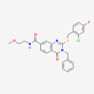 molecular formula C26H23ClFN3O3S B2792070 3-benzyl-2-((2-chloro-4-fluorobenzyl)thio)-N-(2-methoxyethyl)-4-oxo-3,4-dihydroquinazoline-7-carboxamide CAS No. 1115313-59-1