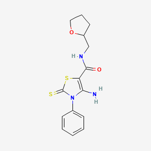 4-amino-3-phenyl-N-(tetrahydrofuran-2-ylmethyl)-2-thioxo-2,3-dihydro-1,3-thiazole-5-carboxamide