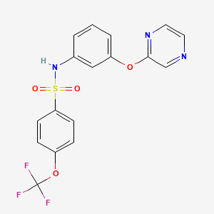 molecular formula C17H12F3N3O4S B2792082 N-[3-(2-pyrazinyloxy)phenyl]-4-(trifluoromethoxy)benzenesulfonamide CAS No. 866157-06-4