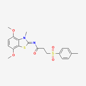 molecular formula C20H22N2O5S2 B2792083 (E)-N-(4,7-dimethoxy-3-methylbenzo[d]thiazol-2(3H)-ylidene)-3-tosylpropanamide CAS No. 898414-56-7