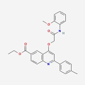 molecular formula C28H26N2O5 B2792084 Ethyl 4-(2-((2-methoxyphenyl)amino)-2-oxoethoxy)-2-(p-tolyl)quinoline-6-carboxylate CAS No. 1114871-39-4