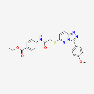 molecular formula C23H21N5O4S B2792101 Ethyl 4-(2-((3-(4-methoxyphenyl)-[1,2,4]triazolo[4,3-b]pyridazin-6-yl)thio)acetamido)benzoate CAS No. 852376-55-7