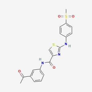 molecular formula C19H17N3O4S2 B2792103 N-(3-acetylphenyl)-2-((4-(methylsulfonyl)phenyl)amino)thiazole-4-carboxamide CAS No. 1170440-27-3