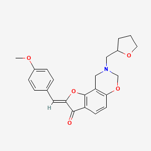 molecular formula C23H23NO5 B2792112 (Z)-2-(4-methoxybenzylidene)-8-((tetrahydrofuran-2-yl)methyl)-8,9-dihydro-2H-benzofuro[7,6-e][1,3]oxazin-3(7H)-one CAS No. 2014409-45-9