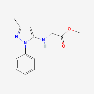 molecular formula C13H15N3O2 B2792114 Methyl 2-[(5-methyl-2-phenylpyrazol-3-yl)amino]acetate CAS No. 1432316-67-0