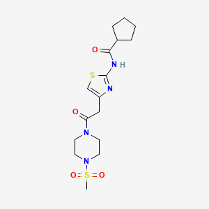 molecular formula C16H24N4O4S2 B2792115 N-(4-(2-(4-(methylsulfonyl)piperazin-1-yl)-2-oxoethyl)thiazol-2-yl)cyclopentanecarboxamide CAS No. 1206997-49-0