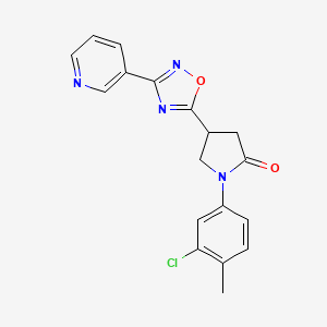 molecular formula C18H15ClN4O2 B2792116 1-(3-Chloro-4-methylphenyl)-4-[3-(3-pyridyl)-1,2,4-oxadiazol-5-yl]-2-pyrrolidinone CAS No. 941917-99-3