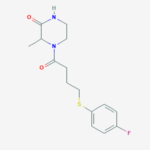 molecular formula C15H19FN2O2S B2792117 4-(4-((4-Fluorophenyl)thio)butanoyl)-3-methylpiperazin-2-one CAS No. 1105056-65-2