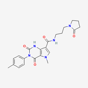 molecular formula C22H25N5O4 B2792122 5-methyl-2,4-dioxo-N-(3-(2-oxopyrrolidin-1-yl)propyl)-3-(p-tolyl)-2,3,4,5-tetrahydro-1H-pyrrolo[3,2-d]pyrimidine-7-carboxamide CAS No. 921854-00-4